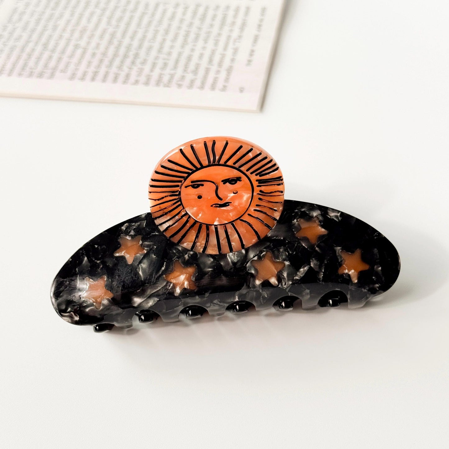 Sun & Angel Claw Hair Clips | Celestial Star Design Cute Aesthetic Clip for Women | Girls Gifts