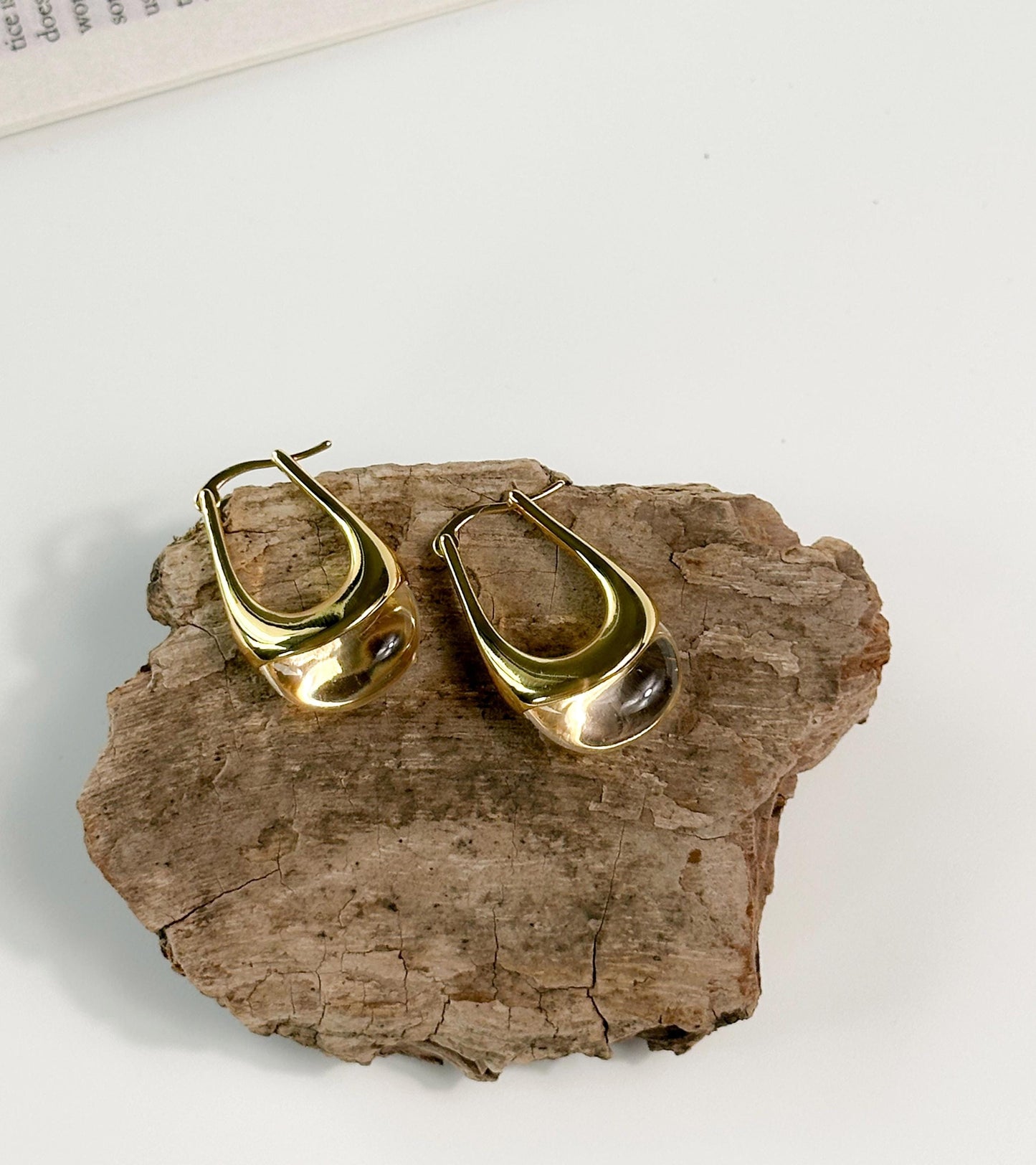 Transparent Retro Hoop Earrings | Yellow Gold Simple Hoop Earrings | U-Shape Hoop Earrings | Dainty Earrings | Boho Vintage Earrings