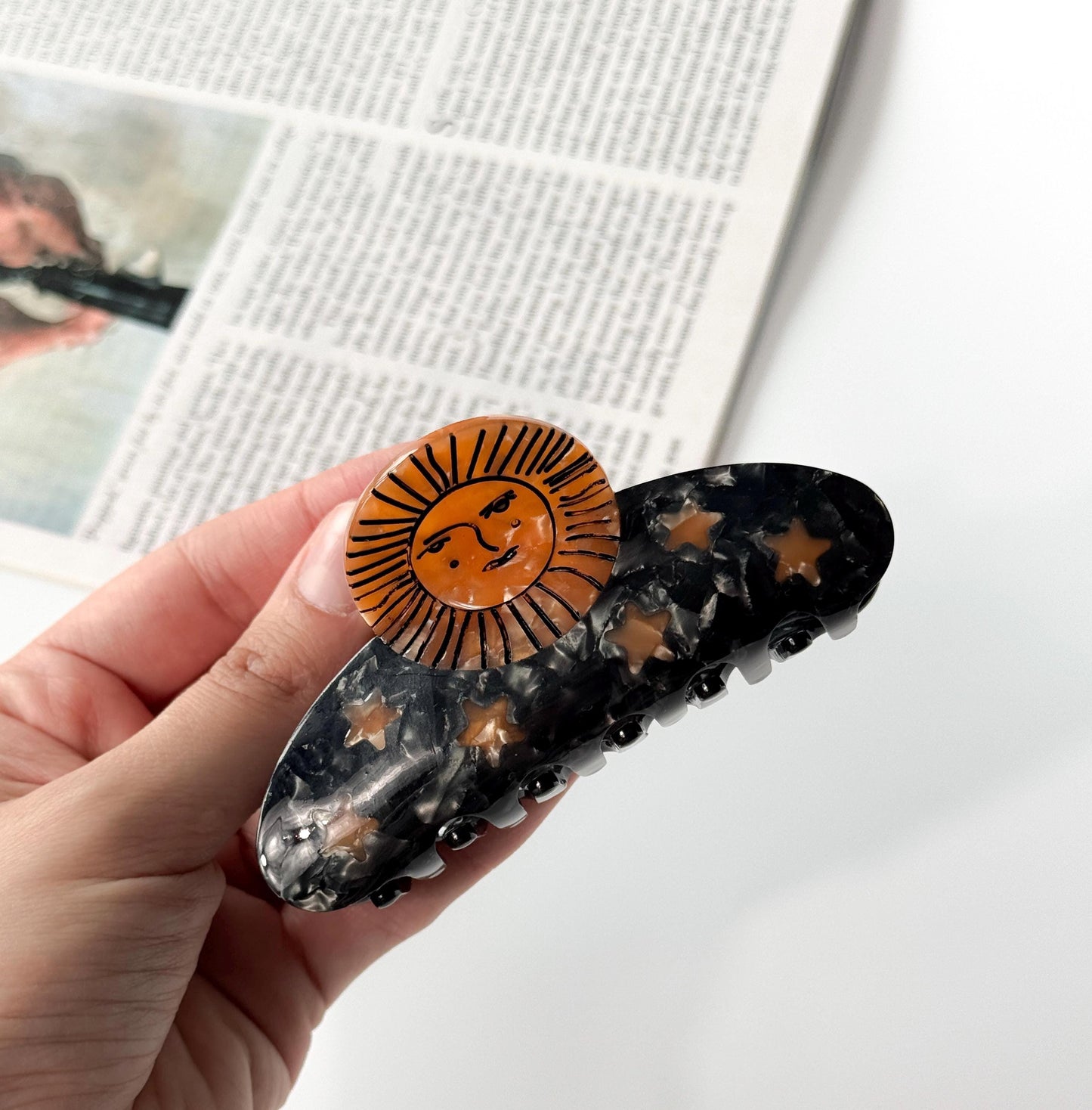Sun & Angel Claw Hair Clips | Celestial Star Design Cute Aesthetic Clip for Women | Girls Gifts