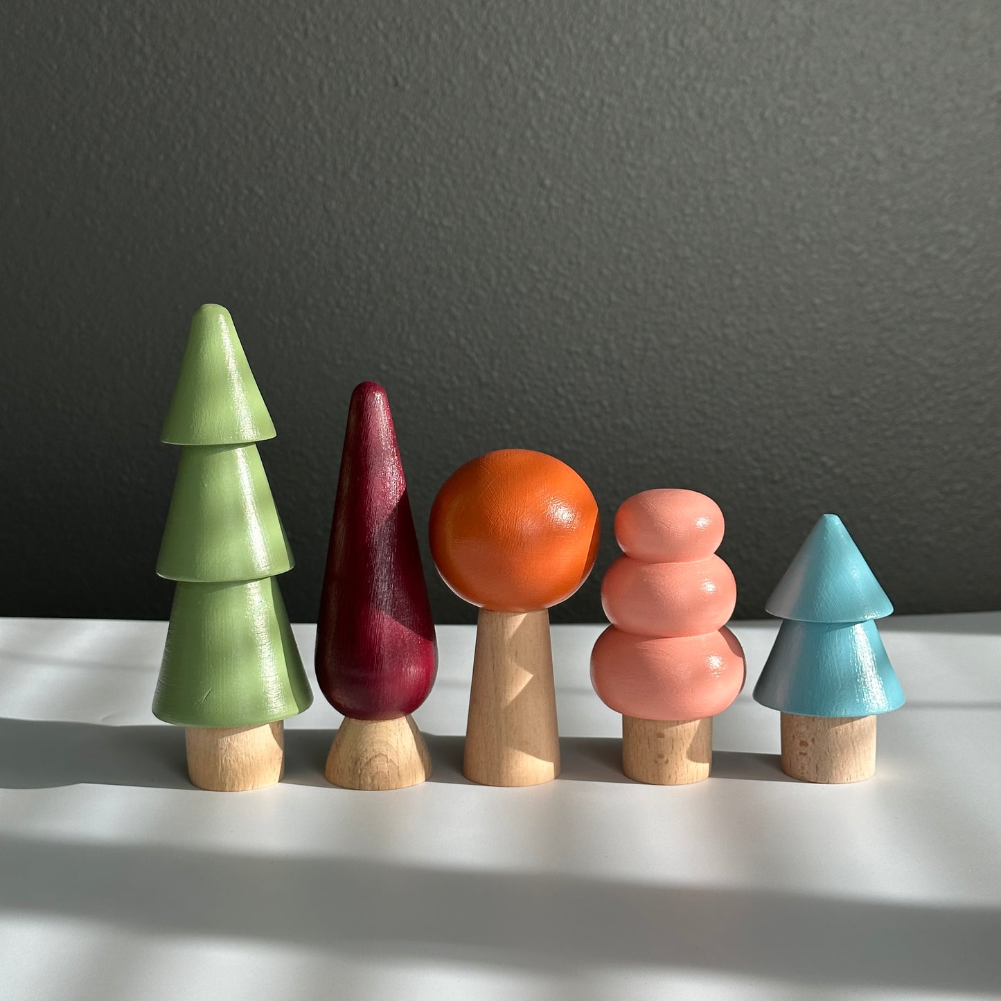 5 Pcs Soft Tree Set Wooden Montessori Toys