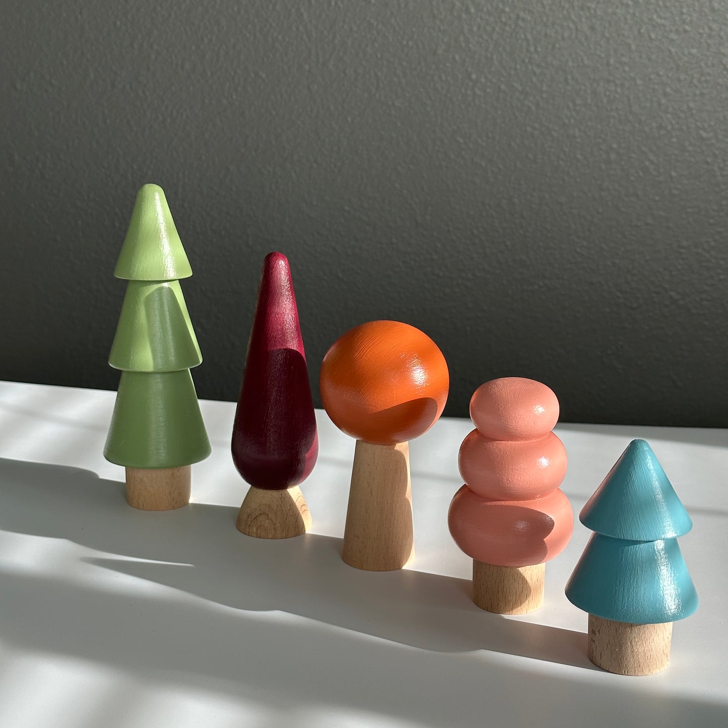 5 Pcs Soft Tree Set Wooden Montessori Toys