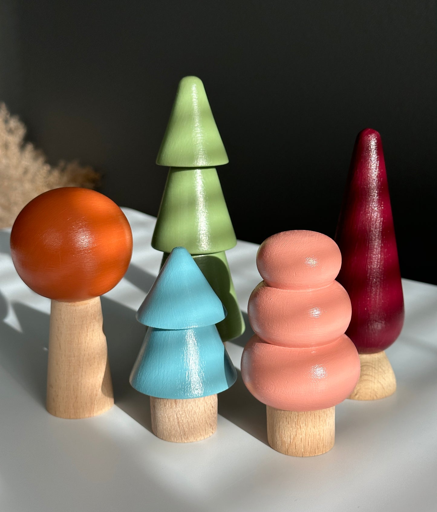 5 Pcs Soft Tree Set Wooden Montessori Toys