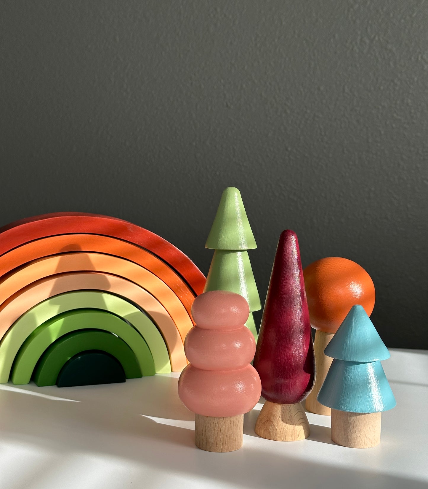 5 Pcs Soft Tree Set Wooden Montessori Toys