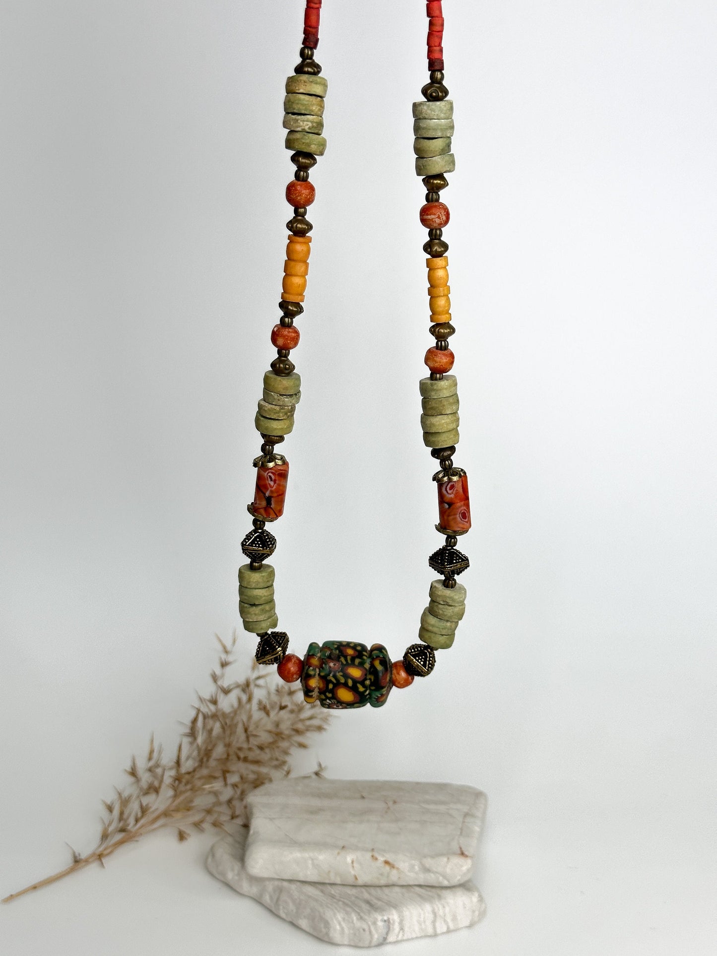 Ethnic Nepali Murano Stone Necklace for Woman | Bohemian Tibetan Jewelry for Woman | American Ethnic Jewelry | American Ethnic Necklace