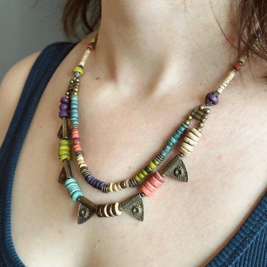 Two Layered Dark Academia Boho Necklace | Tibetan Jewelry | Nepali Necklace | Gift for Women Ethnic Jewelry