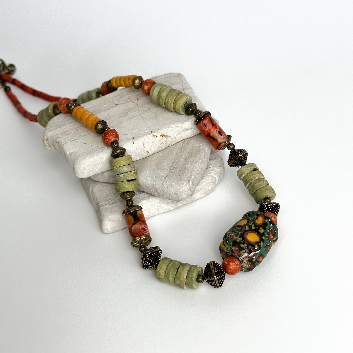 Ethnic Nepali Murano Stone Necklace for Woman | Bohemian Tibetan Jewelry for Woman | American Ethnic Jewelry | American Ethnic Necklace