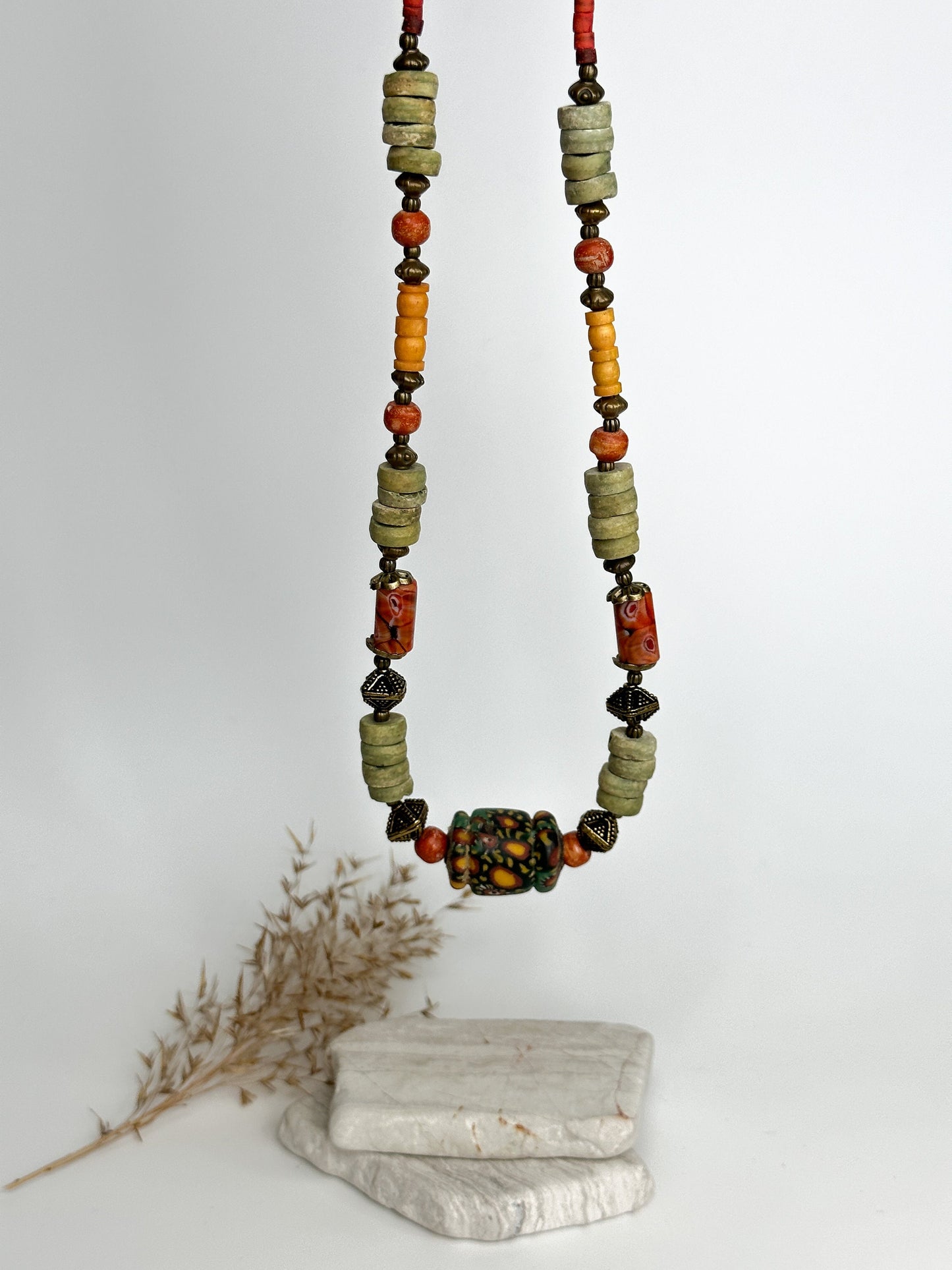 Ethnic Nepali Murano Stone Necklace for Woman | Bohemian Tibetan Jewelry for Woman | American Ethnic Jewelry | American Ethnic Necklace