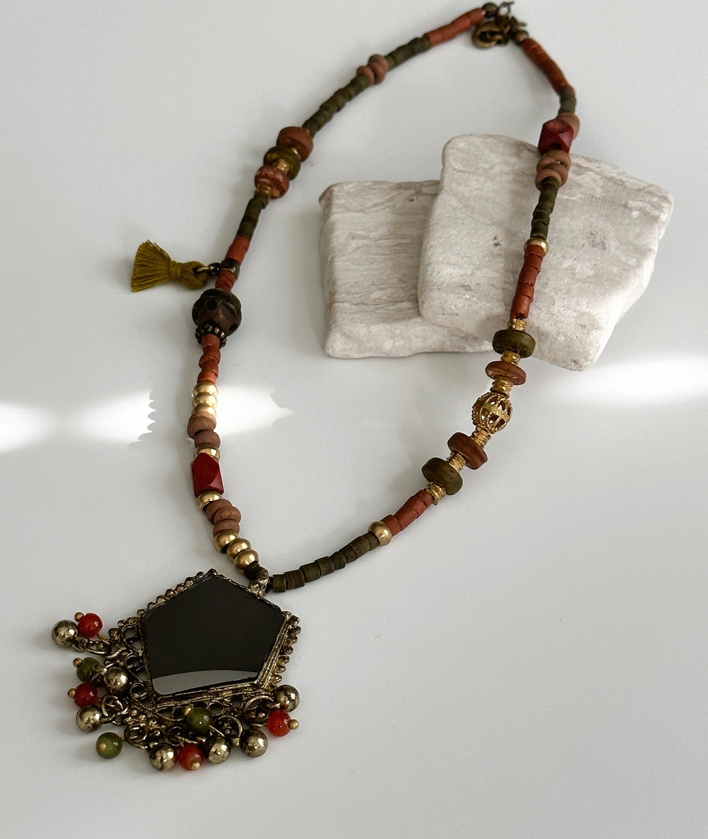 Mirror Necklace Gift for Women Ethnic Jewelry | Ethnic Design Boho Necklace | Tibetan Jewelry | Nepali Necklace