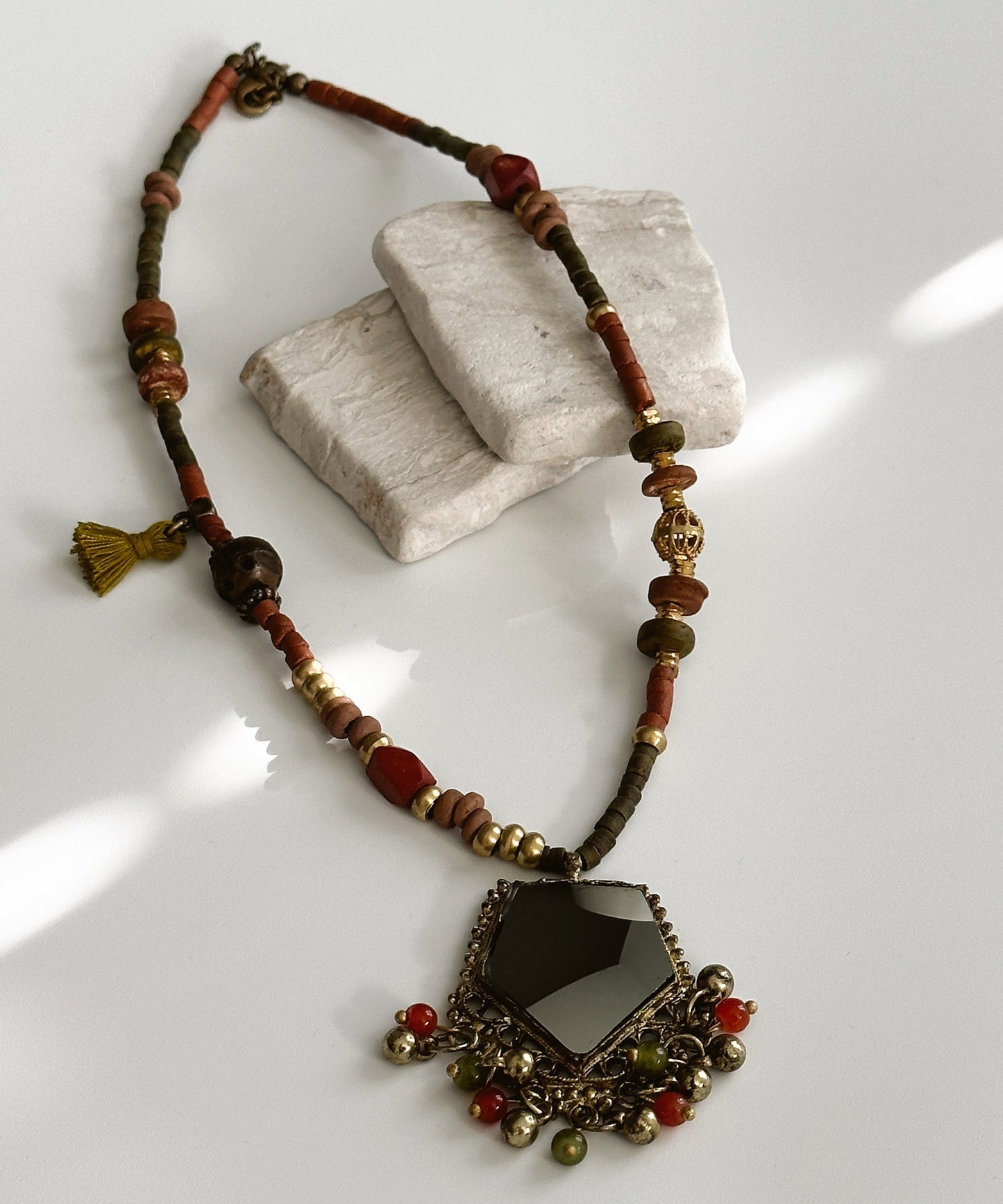 Mirror Necklace Gift for Women Ethnic Jewelry | Ethnic Design Boho Necklace | Tibetan Jewelry | Nepali Necklace