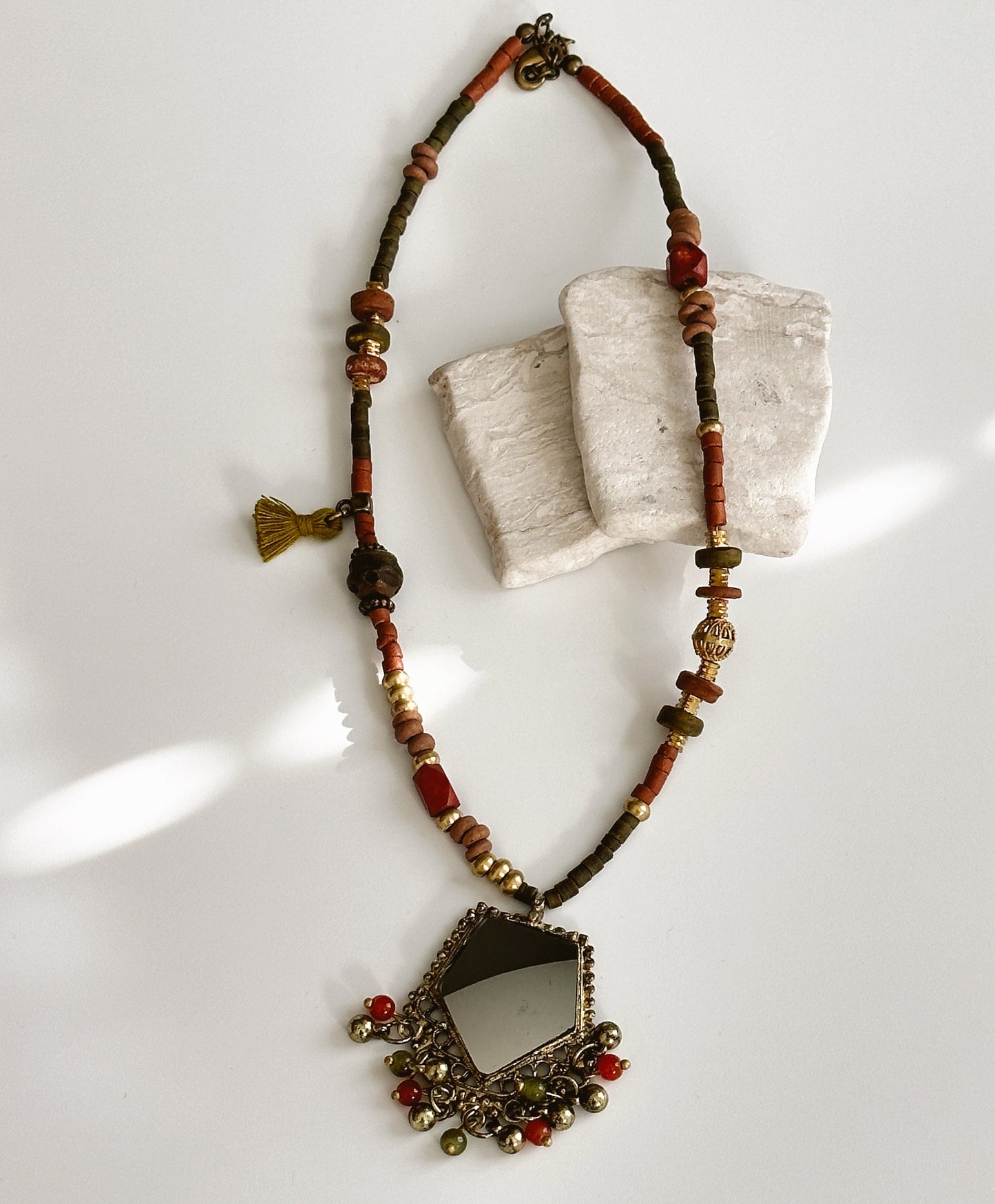 Mirror Necklace Gift for Women Ethnic Jewelry | Ethnic Design Boho Necklace | Tibetan Jewelry | Nepali Necklace