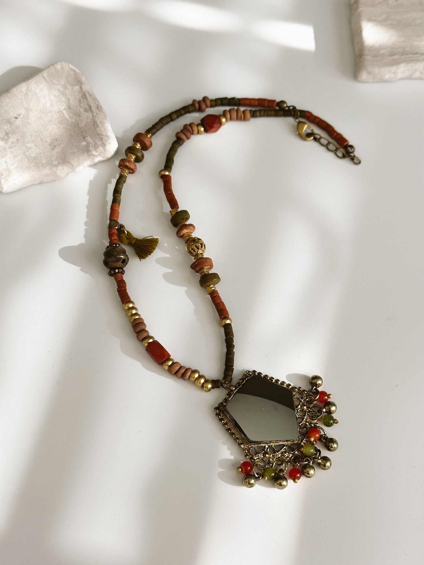 Mirror Necklace Gift for Women Ethnic Jewelry | Ethnic Design Boho Necklace | Tibetan Jewelry | Nepali Necklace