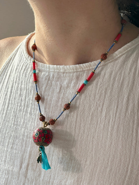 Rudraksha Necklace | Elephant Boho Necklace | Tassel Necklace | Tibetan Jewelry | Nepali Necklace | Gift for Women Ethnic Jewelry