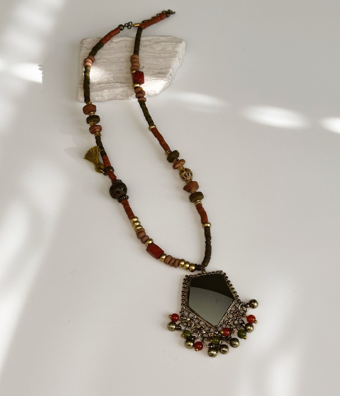 Mirror Necklace Gift for Women Ethnic Jewelry | Ethnic Design Boho Necklace | Tibetan Jewelry | Nepali Necklace