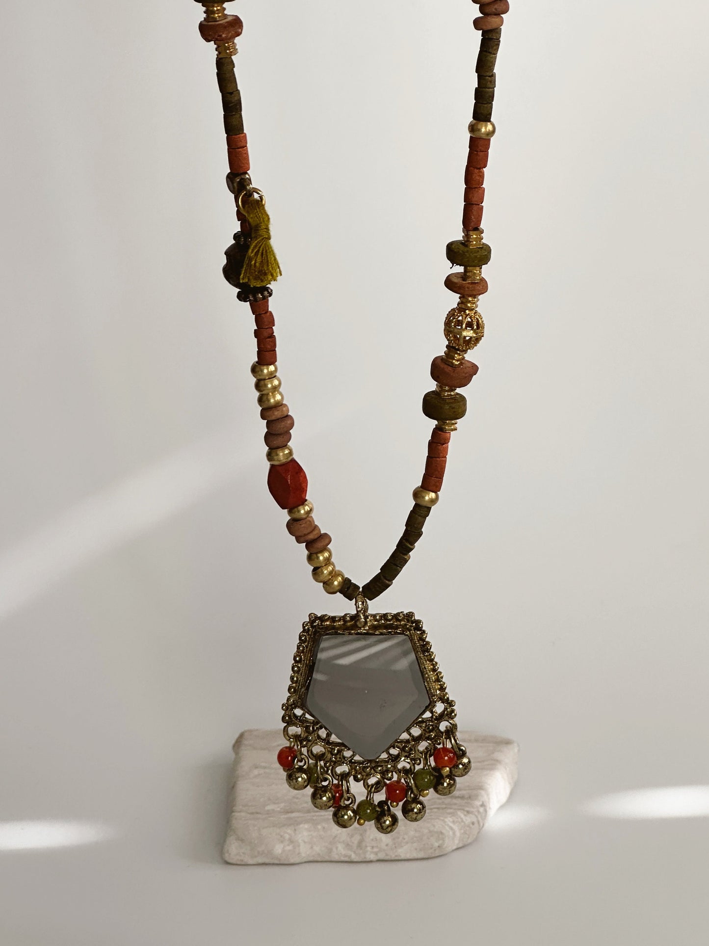 Mirror Necklace Gift for Women Ethnic Jewelry | Ethnic Design Boho Necklace | Tibetan Jewelry | Nepali Necklace
