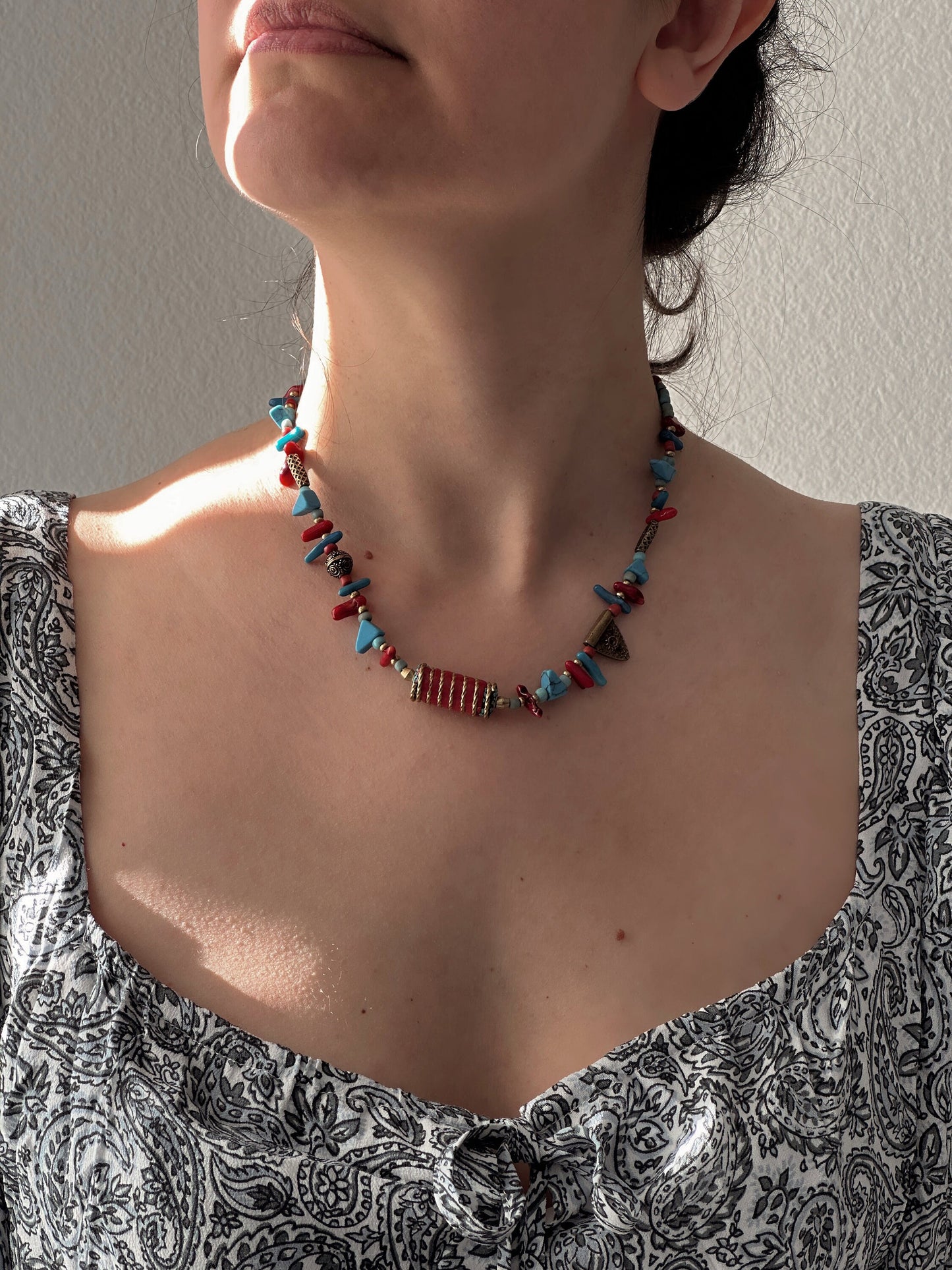 Coral Pendant | Boho Necklace | Tibetan Jewelry | Nepali Necklace | Gift for Women Ethnic Jewelry