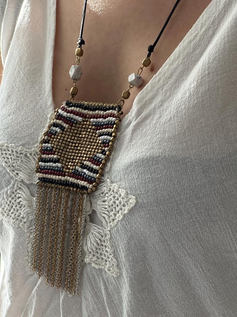 Long Beaded Tassel Necklace | Nepali Necklace | Ethnic Design Boho Necklace | Tibetan Jewelry | Gift for Women Ethnic Jewelry