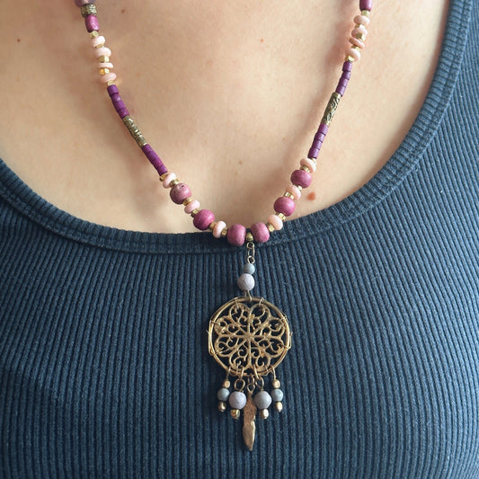 Dreamcatcher Necklace | Gift for Women Ethnic Jewelry | Nepali Necklace | Tibetan Jewelry | Boho Necklace
