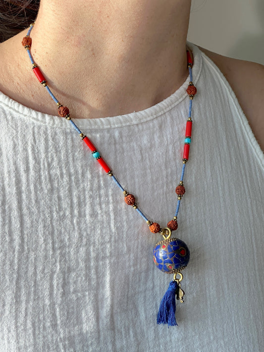 Rudraksha Necklace | Elephant Boho Necklace | Tassel Necklace | Tibetan Jewelry | Nepali Necklace | Gift for Women Ethnic Jewelry