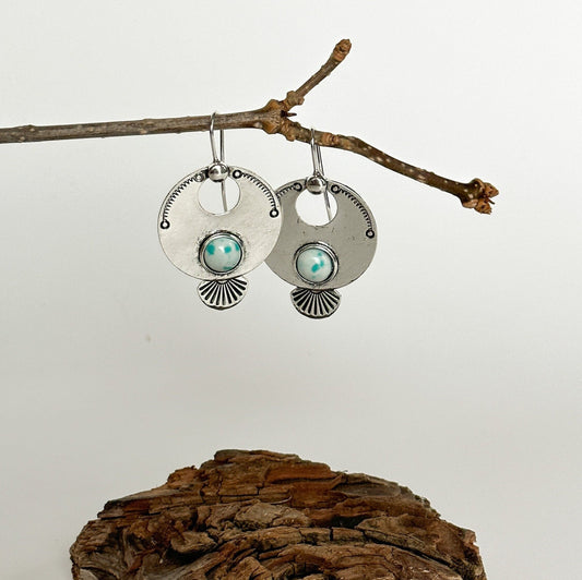 Rustic Round Geometric Design Glamorous Earrings | Vintage Style Round Drop Earrings | Boho Vintage Earrings