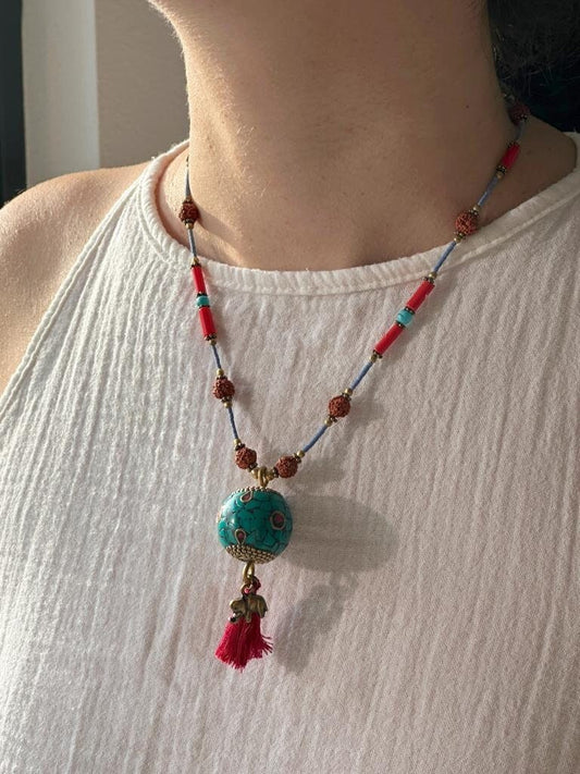 Rudraksha Necklace | Elephant Boho Necklace | Tassel Necklace | Tibetan Jewelry | Nepali Necklace | Gift for Women Ethnic Jewelry