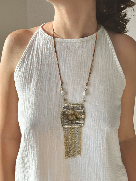 Long Sand Bead Tassel Necklace | Nepali Necklace | Boho Necklace | Tibetan Jewelry | Gift for Women Ethnic Jewelry