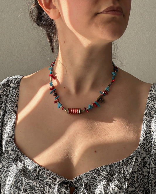 Coral Pendant | Boho Necklace | Tibetan Jewelry | Nepali Necklace | Gift for Women Ethnic Jewelry