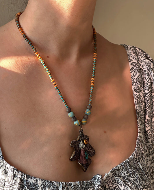 Leaf Necklace | Boho Necklace | Tibetan Jewelry | Nepali Necklace | Gift for Women Ethnic Jewelry