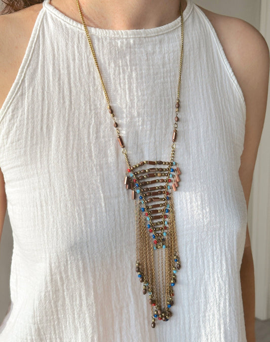 Long Beaded Tassel Necklace | Nepali Necklace | Boho Necklace | Tibetan Jewelry | Gift for Women Ethnic Jewelry