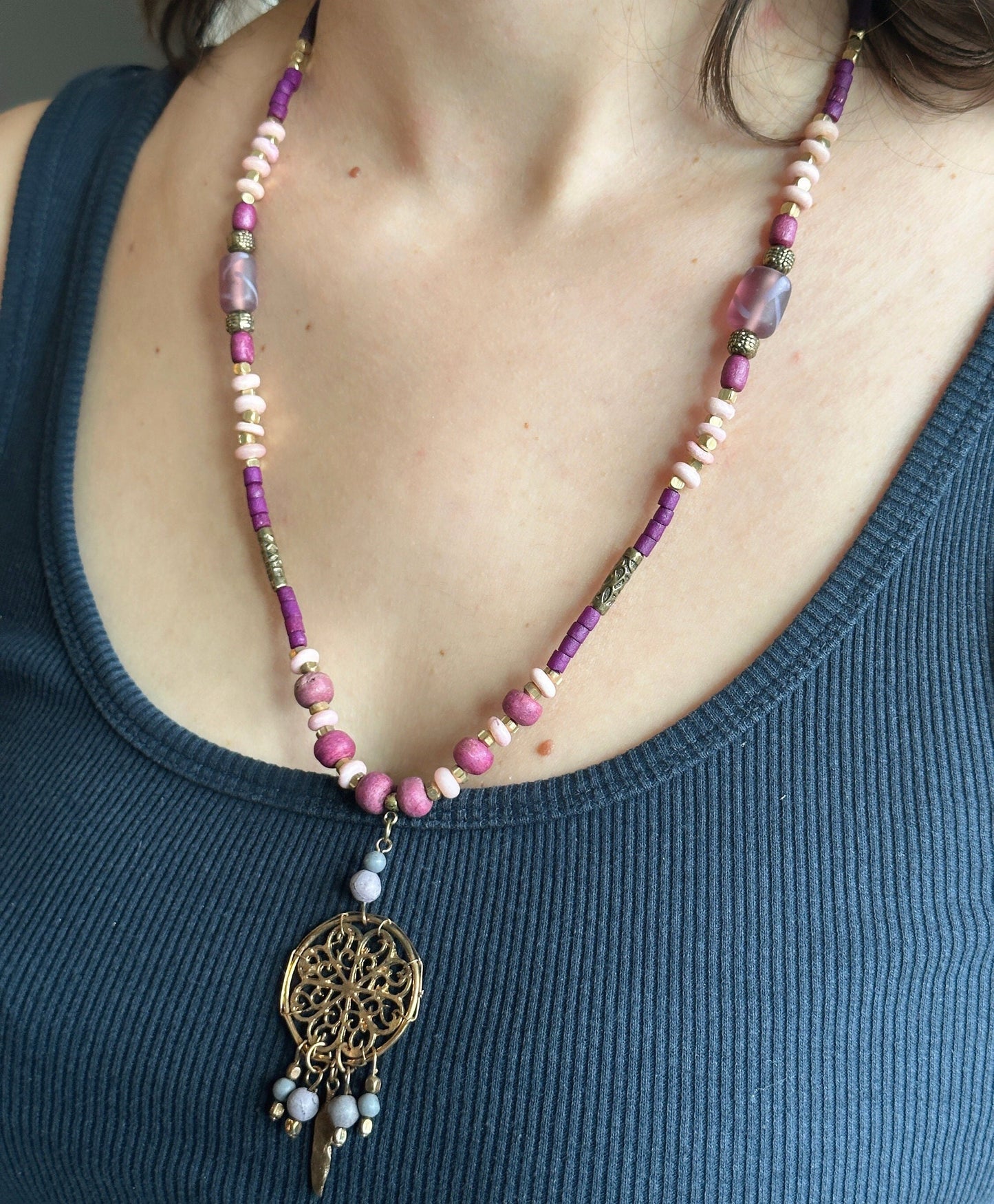 Dreamcatcher Necklace | Gift for Women Ethnic Jewelry | Nepali Necklace | Tibetan Jewelry | Boho Necklace