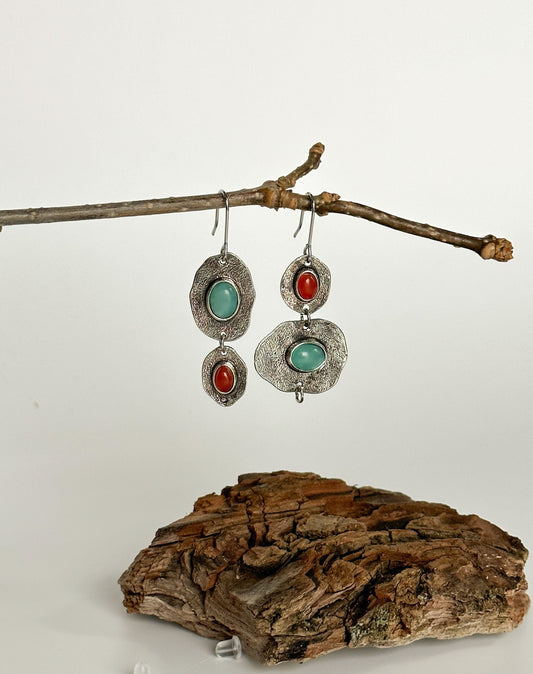Vintage Style Mismatched Drop Earrings | Rustic Glamorous Drop Earrings | Boho Vintage Earrings