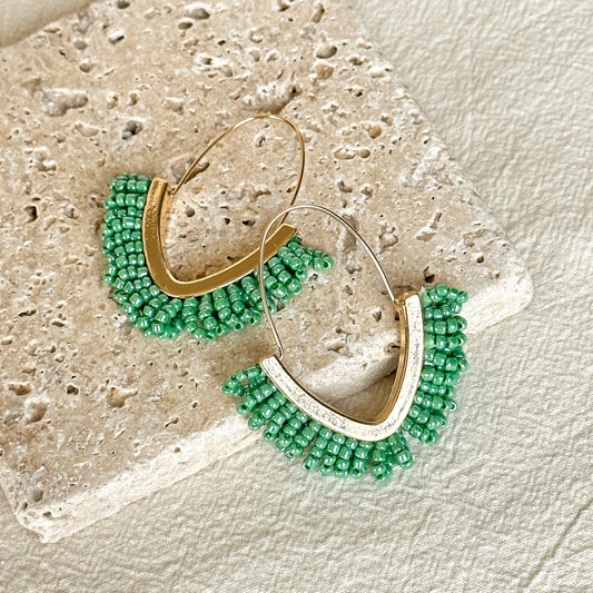Beaded Tassel Drop Earrings | Hoop Earrings | Beaded Hoop Earrings | Dainty Earrings