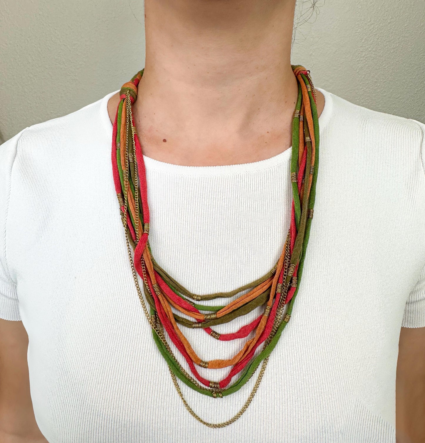 Colorful Multi Strand Bib Necklace | Ethnic Design Boho Necklace | Tibetan Jewelry | Nepali Necklace | Gift for Women Ethnic Jewelry