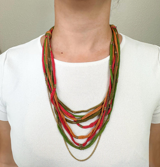 Colorful Multi Strand Bib Necklace | Ethnic Design Boho Necklace | Tibetan Jewelry | Nepali Necklace | Gift for Women Ethnic Jewelry