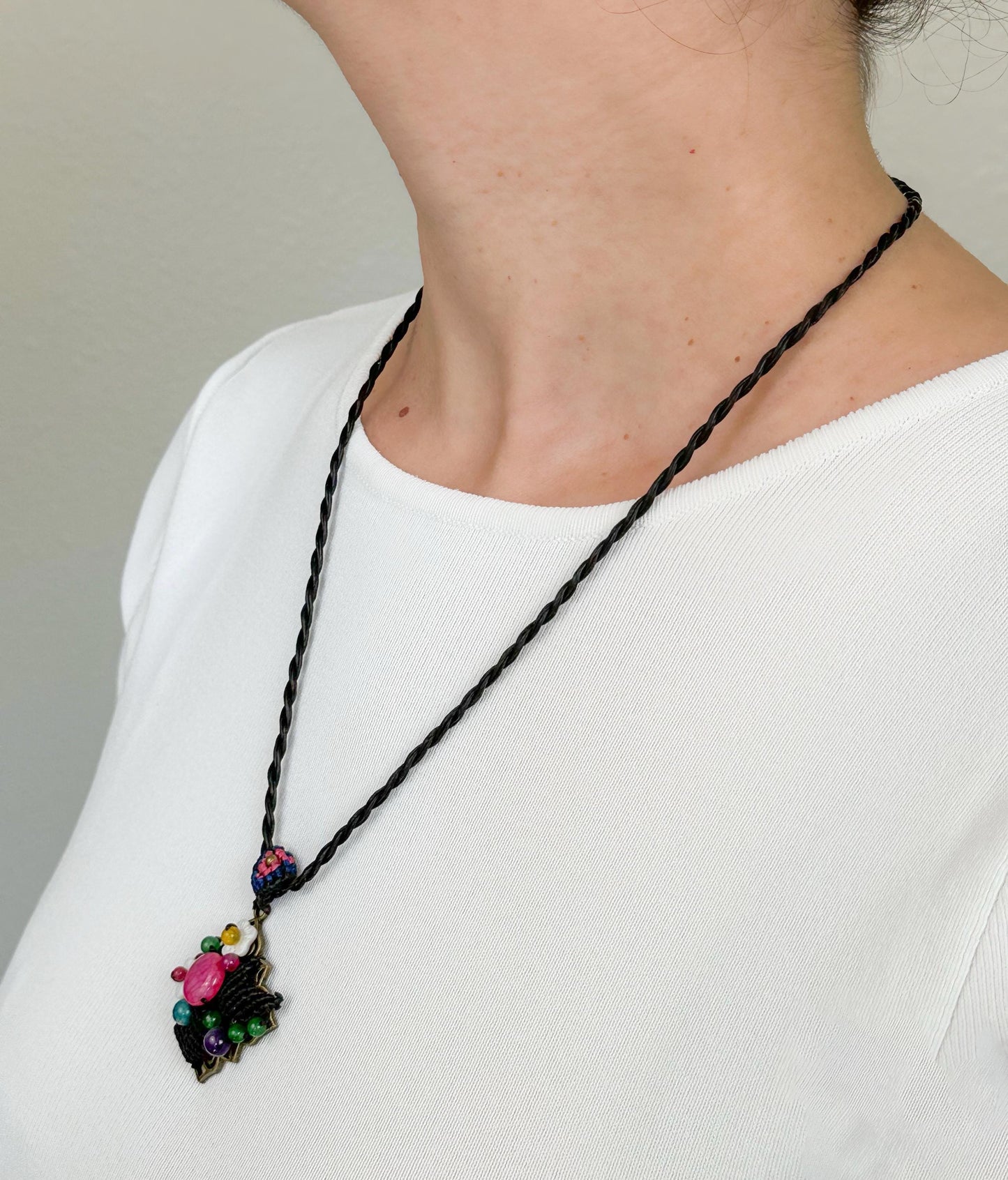 Crocheted Pendant Ethnic Design Boho Necklace | Tibetan Jewelry | Nepali Necklace | Gift for Women Ethnic Jewelry