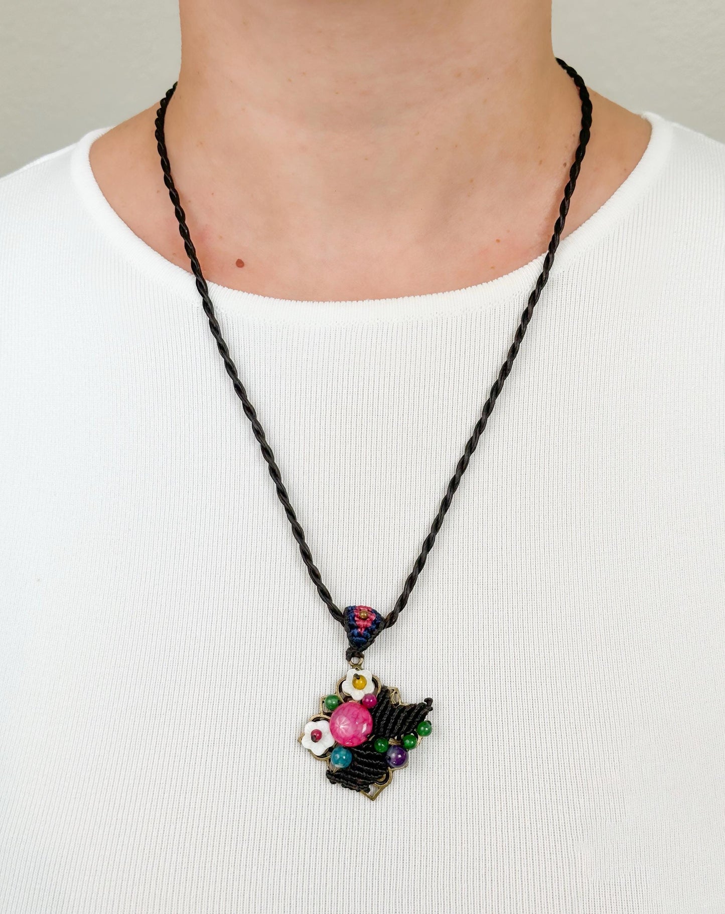 Crocheted Pendant Ethnic Design Boho Necklace | Tibetan Jewelry | Nepali Necklace | Gift for Women Ethnic Jewelry
