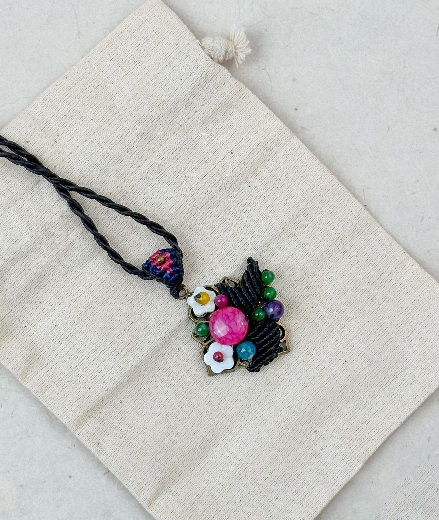 Crocheted Pendant Ethnic Design Boho Necklace | Tibetan Jewelry | Nepali Necklace | Gift for Women Ethnic Jewelry