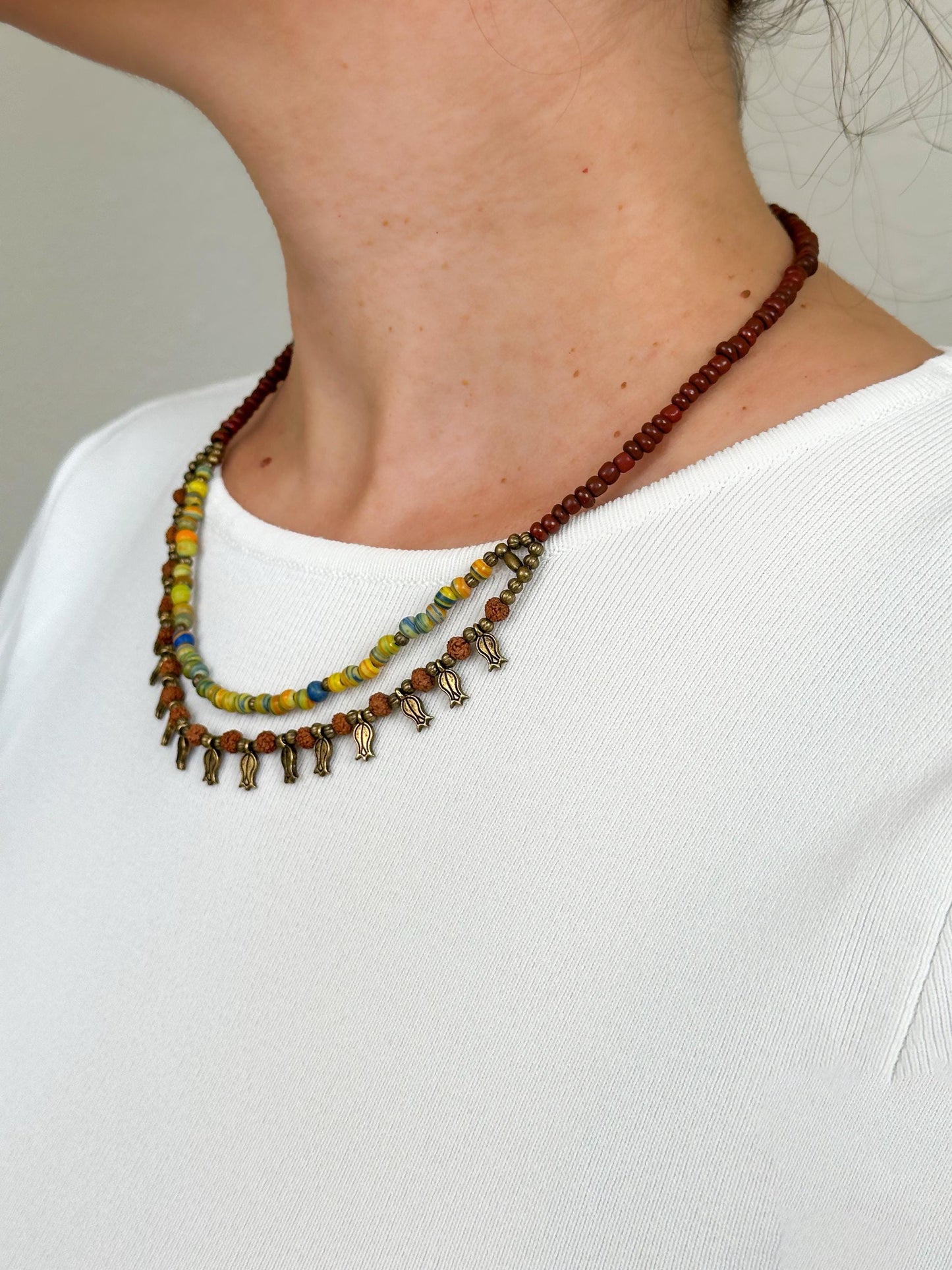 Tulip Floral Necklace | Double Strand Ethnic Design Boho Necklace | Tibetan Jewelry | Nepali Necklace | Gift for Women Ethnic Jewelry