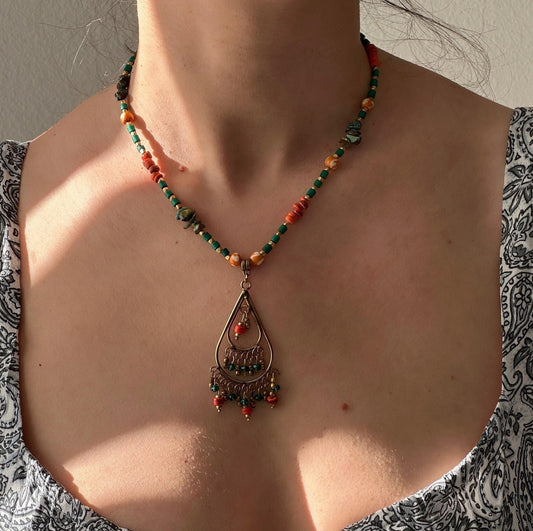 Tear Drop Boho Necklace | Tibetan Jewelry | Nepali Necklace | Gift for Women Ethnic Jewelry