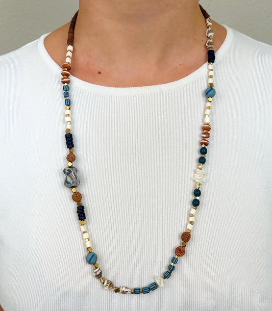 Seashell Beaded Long Ethnic Design Boho Necklace | Tibetan Jewelry | Nepali Necklace | Gift for Women Ethnic Jewelry