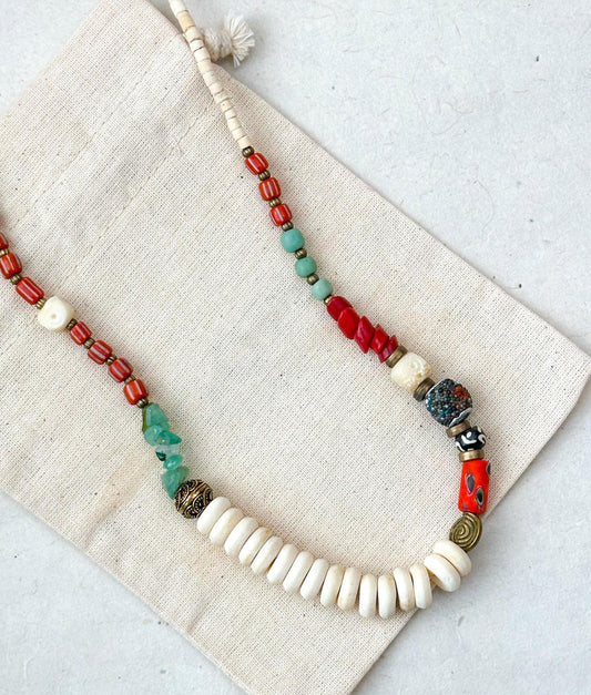 African Bead Ethnic Design Boho Necklace | Tibetan Jewelry | Nepali Necklace | Gift for Women Ethnic Jewelry
