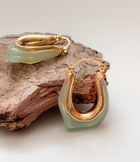 Turquoise Retro Hoop Earrings | White Simple Hoop Earrings | U-Shape Hoop Earrings | Dainty Earrings | Boho Vintage Earrings