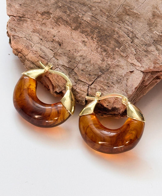 Coffee Brown Round Hoop Earrings