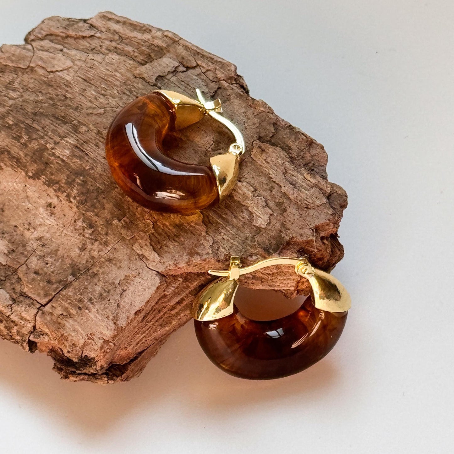 Coffee Brown Round Hoop Earrings