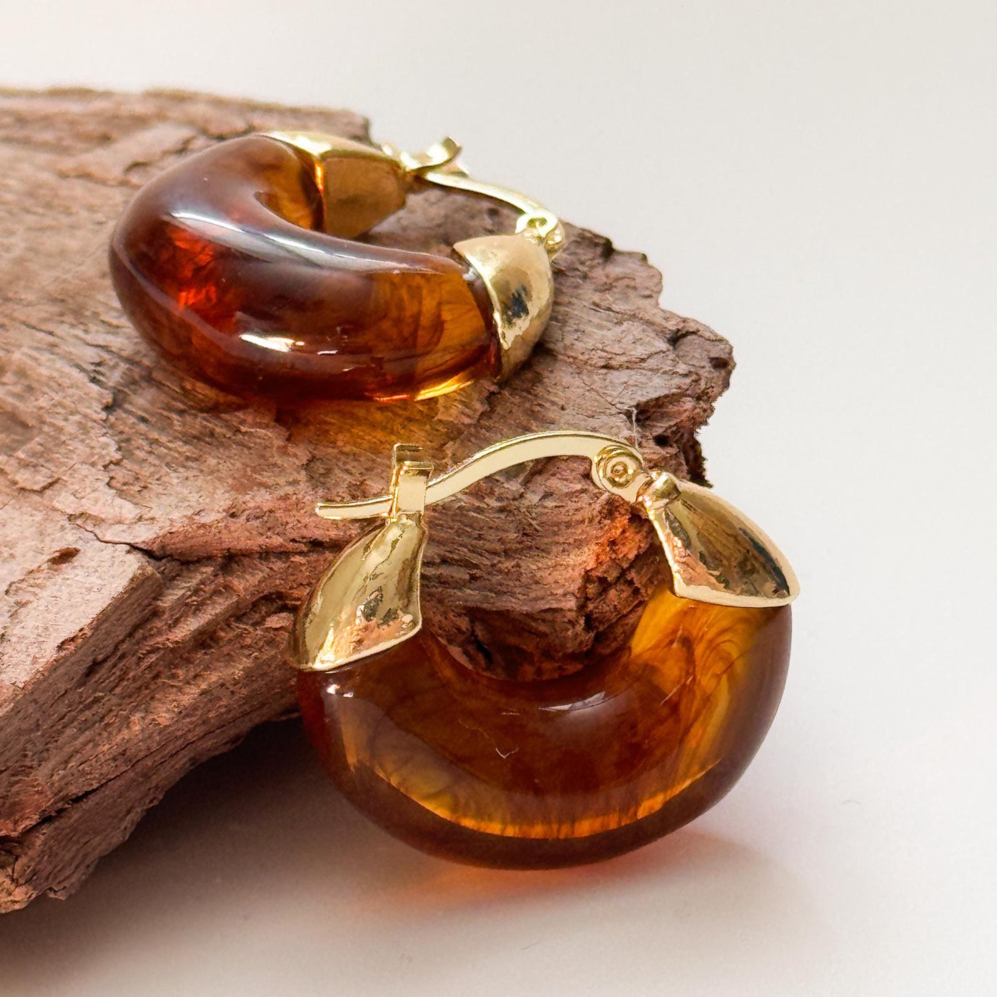 Coffee Brown Round Hoop Earrings