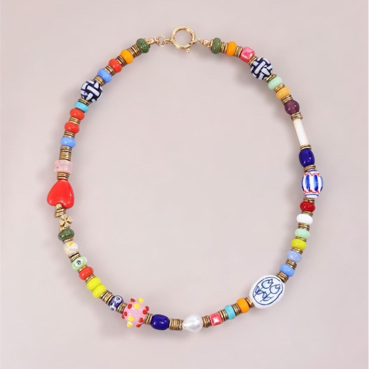 Colorful Glass Beads Necklace | Daily Accessories for Men and Women | Hand Drawing Beaded Necklace | Gift for Women Jewelry