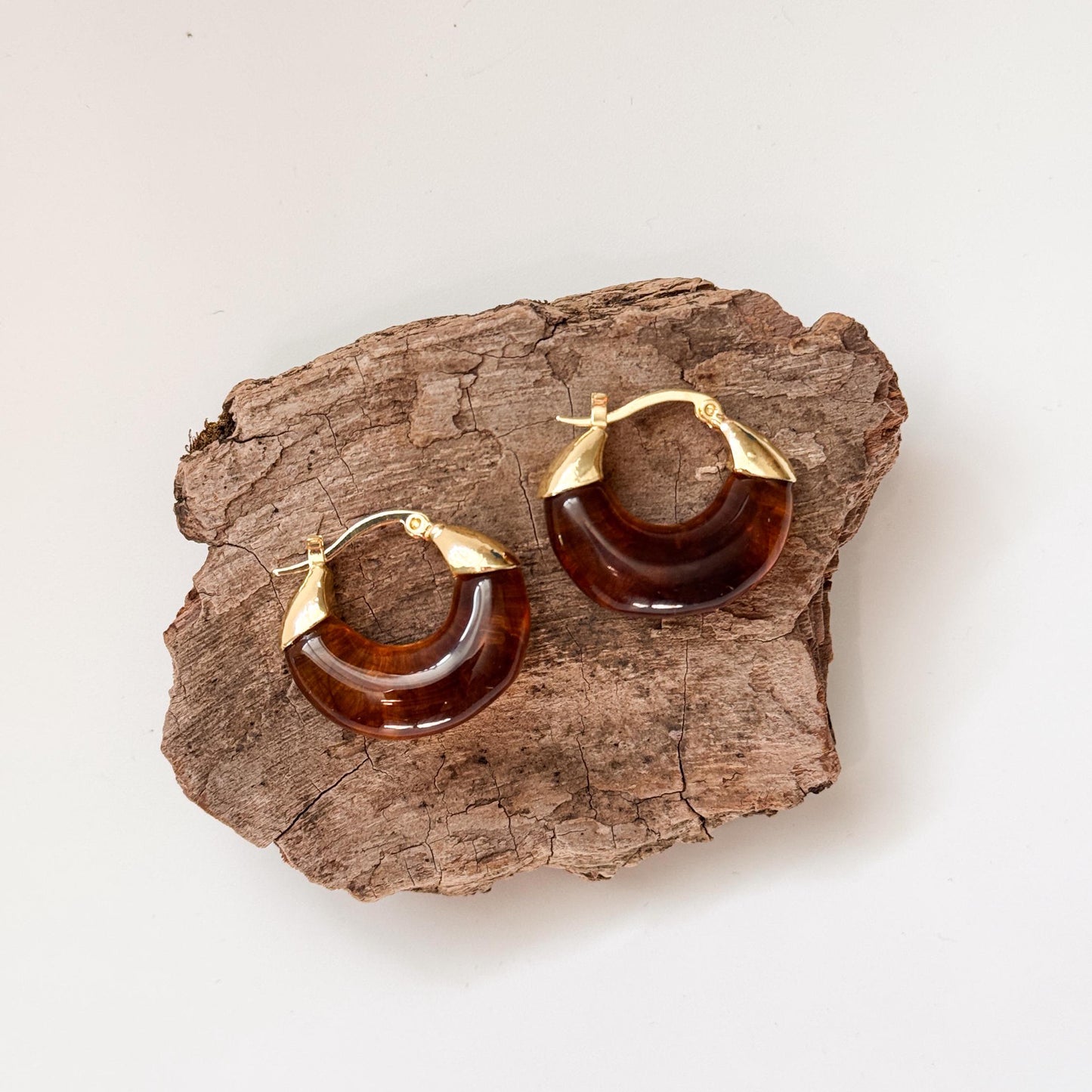 Coffee Brown Round Hoop Earrings