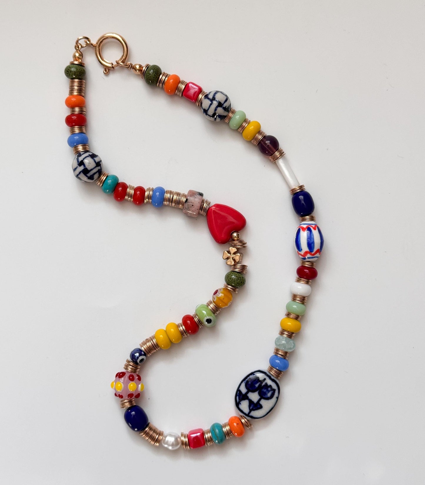 Colorful Glass Beads Necklace | Daily Accessories for Men and Women | Hand Drawing Beaded Necklace | Gift for Women Jewelry