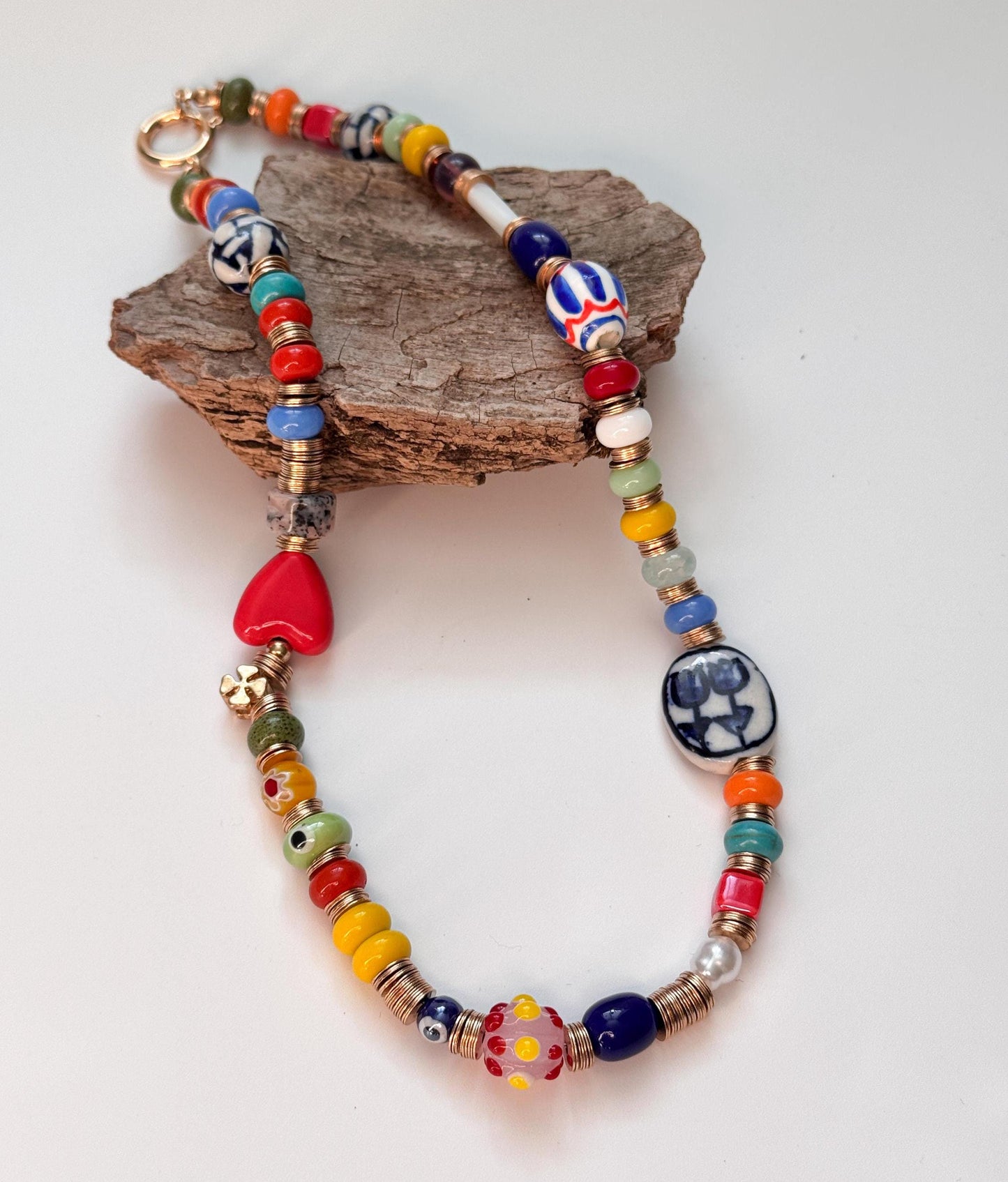 Colorful Glass Beads Necklace | Daily Accessories for Men and Women | Hand Drawing Beaded Necklace | Gift for Women Jewelry