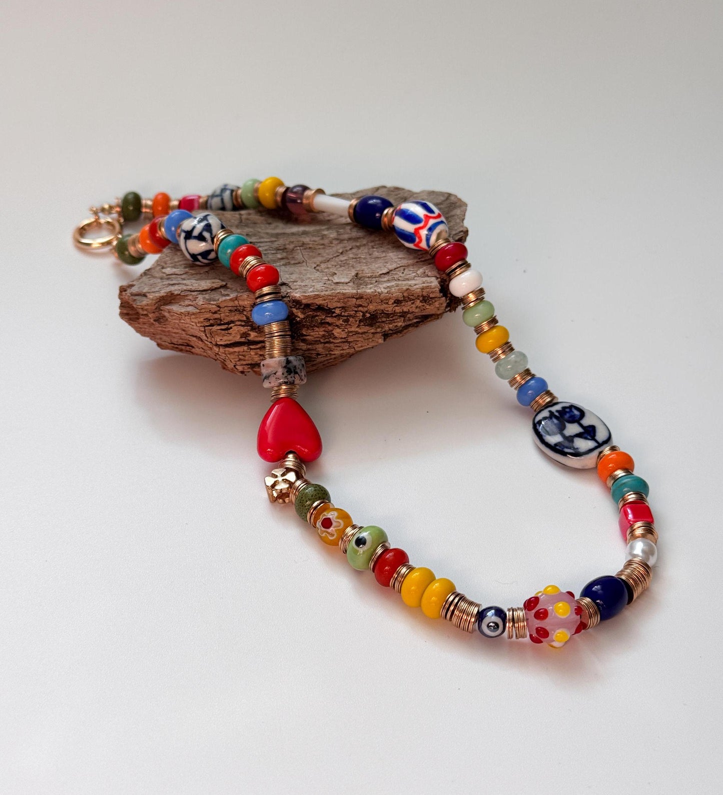 Colorful Glass Beads Necklace | Daily Accessories for Men and Women | Hand Drawing Beaded Necklace | Gift for Women Jewelry