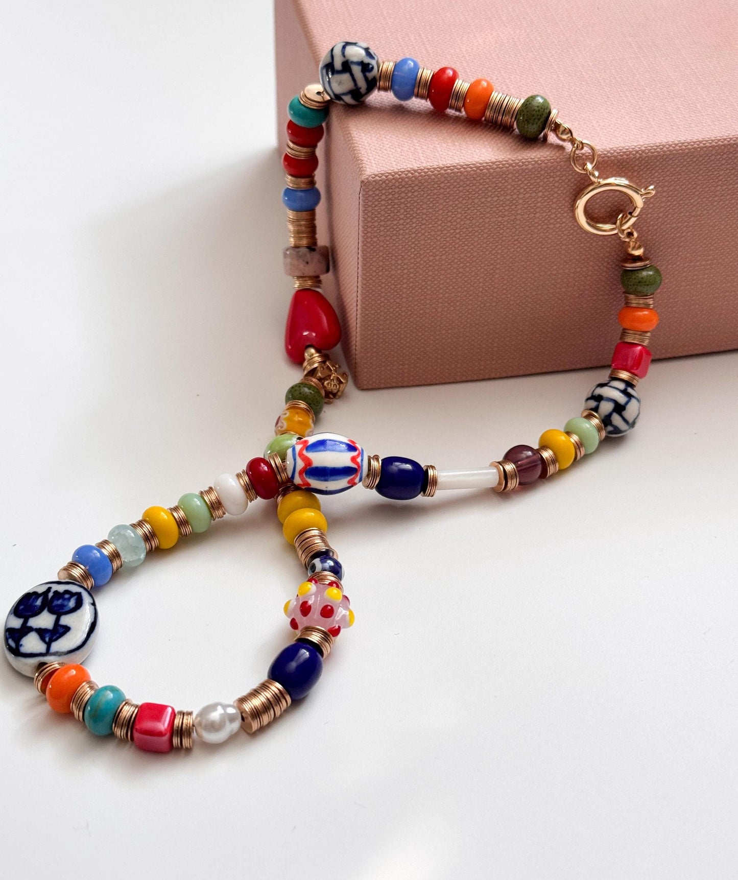 Colorful Glass Beads Necklace | Daily Accessories for Men and Women | Hand Drawing Beaded Necklace | Gift for Women Jewelry